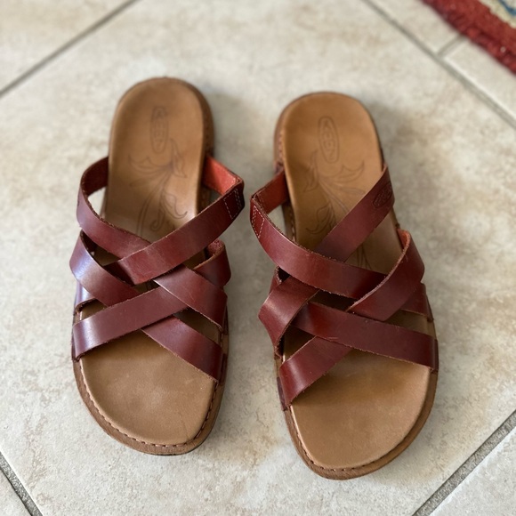 ♥️KEEN Women's “Elle” Strappy Leather Sandals - Burgundy Brown - Size 7 - EUC! - Picture 2 of 7